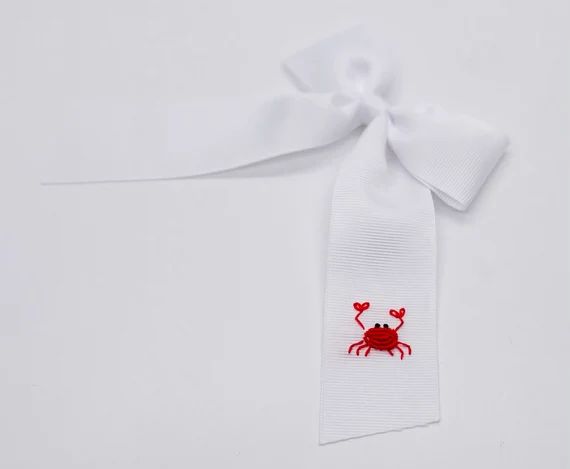Crab Hand-Embroidered Bow | Etsy (US)