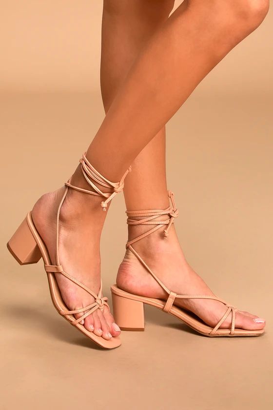 Zayne Almond Lace-Up High Heel Sandals | Lulus (US)