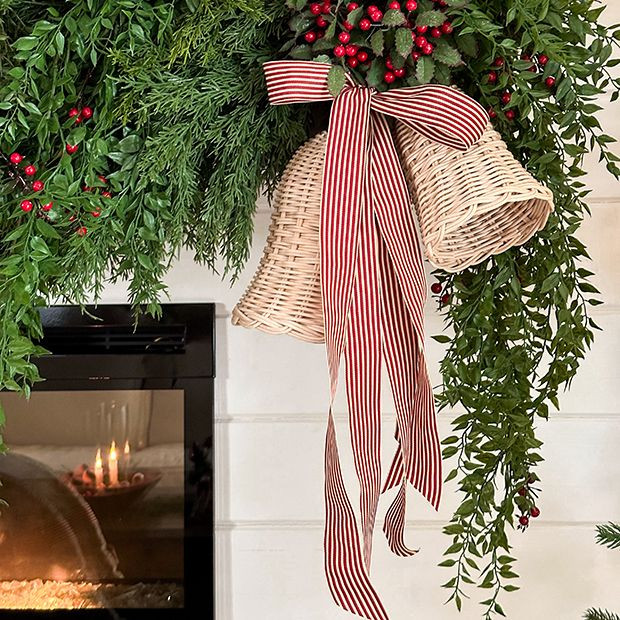 Woven Rattan Christmas Bell Set of 2 | Antique Farm House