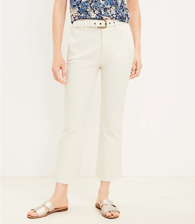 Petite Belted High Rise Kick Crop Jeans in Popcorn | LOFT