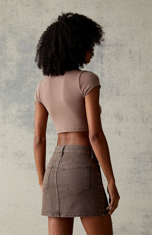 PacSun Brown Stretch Paneled Denim Mini Skirt | PacSun