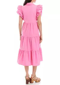 Crown & Ivy™ Women's Ruffle Sleeve Midi Dress | Belk