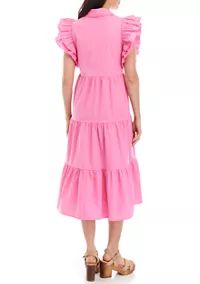 Crown & Ivy™ Women's Ruffle Sleeve Midi Dress | Belk