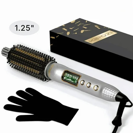 KIPOZI 1.25 Thermal Brush Curling Iron Brush Thermal Round Brush LCD Display with 16 Adjustable Temperature Auto Shut-Off Black | Walmart (US)