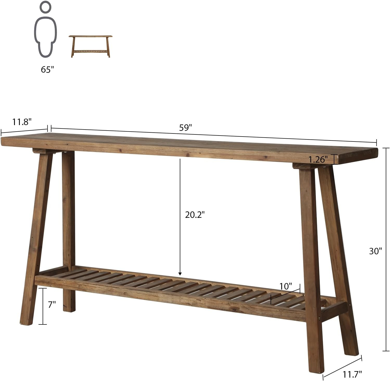 Amazon.com: HOKYHOKY Reclaimed Solid Wood Console Table, 59" Long Farmhouse Entryway Tables, Rect... | Amazon (US)