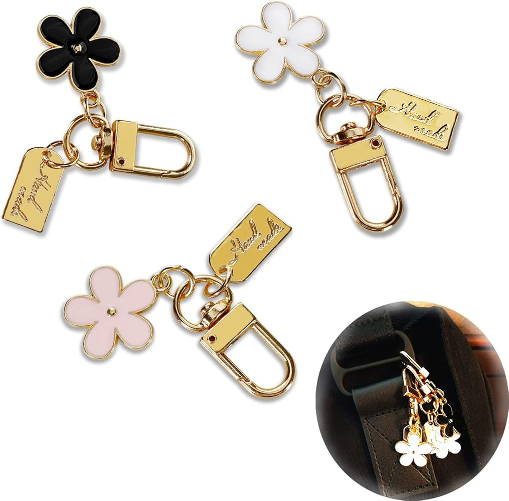 3 Pack Handbag Charms Flower Keychains for Women Enameled Keychain, Cute Accessories for Girl's B... | Amazon (US)