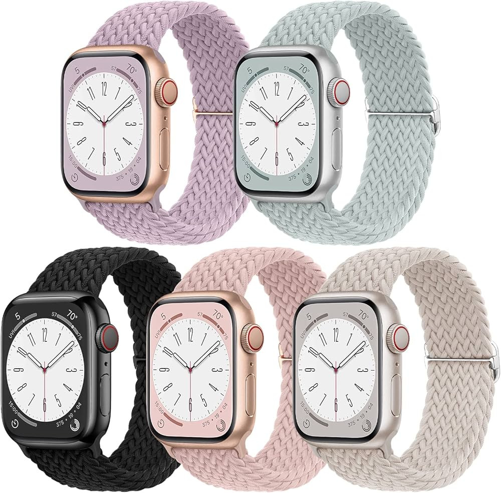 EOMTAM 5 Pack Braided Stretchy Adjustable Straps Compatible for Apple Watch Ultra 2/1 Band 38mm 4... | Amazon (US)