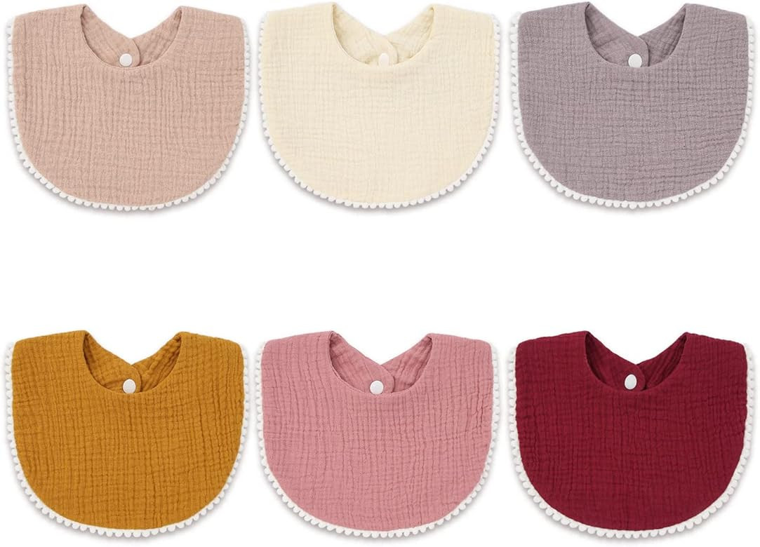 Mccotwe Muslin Baby Bibs Drool Teething Bibs Lap-shoulder Drool Cloths Bibs 4-Layer Organic Cotto... | Amazon (US)