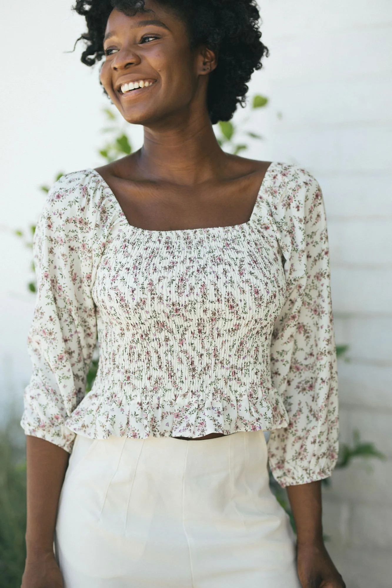 Tania Floral Smocked Crop Top | Morning Lavender