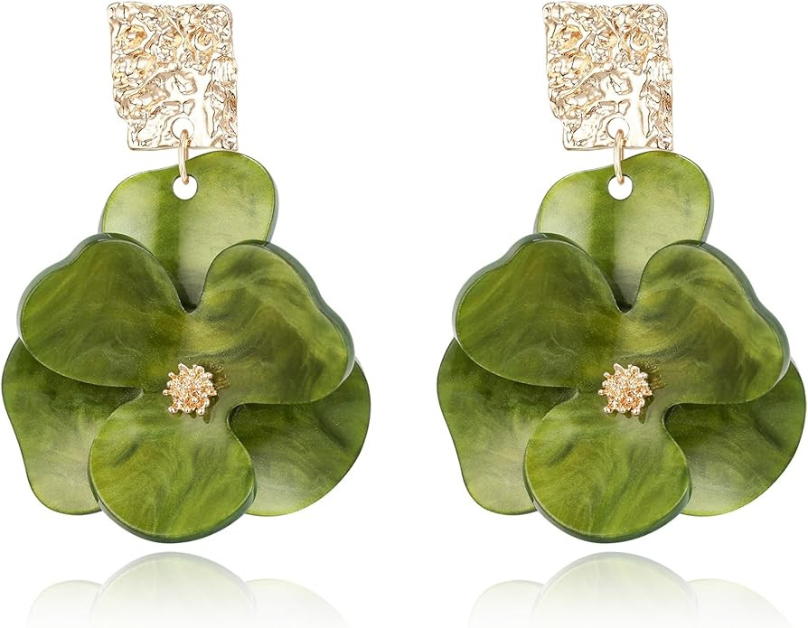 BriLove Handmade Bohemian Floral Earrings for Women, Exaggerated Layered Flower Statement Drop Da... | Amazon (US)