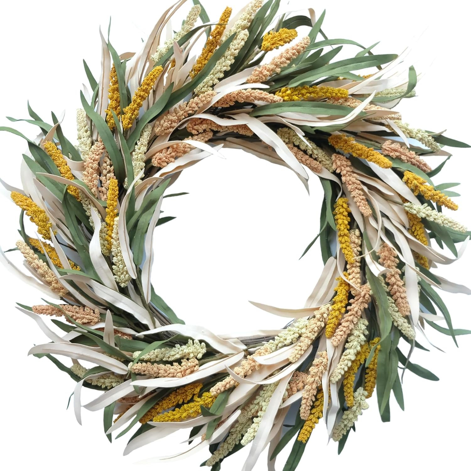 24 inch Fall Wreath Berries Front Door Wreath Artificial Grain Wreath Harvest Wheat Ears Garland ... | Amazon (US)