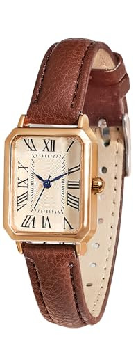 Amazon.com: BESTKANG Leather Strap Watches for Women Elegant Dainty Ladies Watch Vintage Rectangl... | Amazon (US)