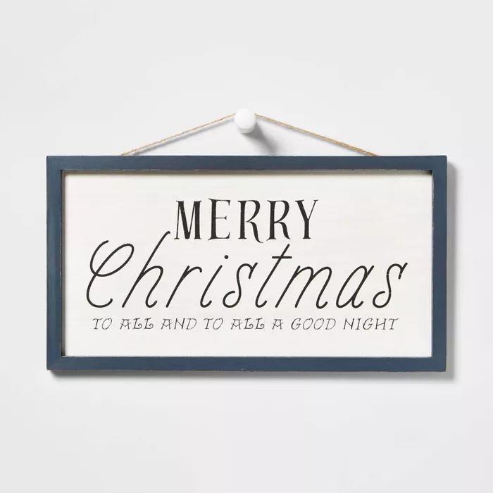 Merry Christmas with Black Wood Frame Hanging Sign - Wondershop™ | Target