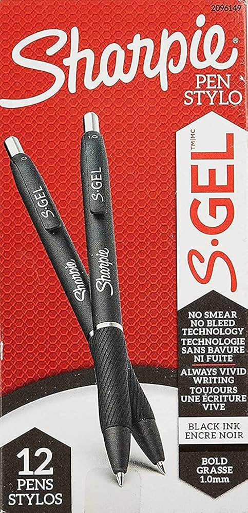 SHARPIE S-Gel Gel Pens, Bold Point (1.0mm), Black Ink Gel Pen, 12 Count | Amazon (US)
