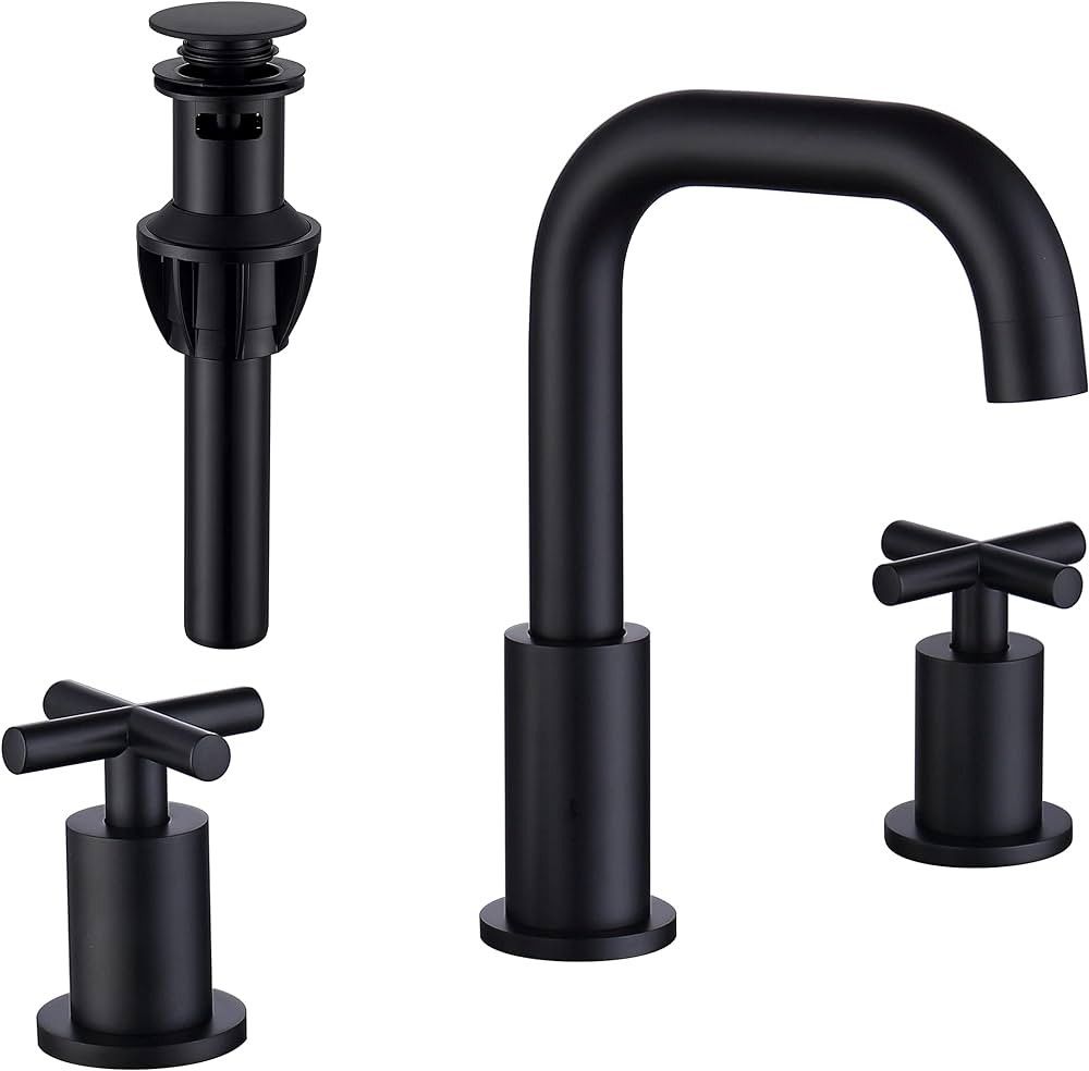 Black 8in  3 Hole Bathroom Faucet, 2 Handle Widespread Amazon Finds Amazon Deals Amazon Sales | Amazon (US)