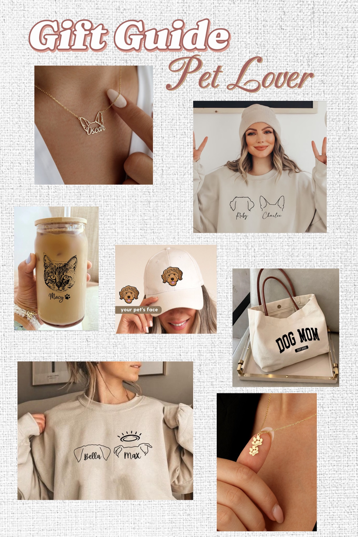 Gift Guide: Pet Lover /Dog Mom / Cat Mom 

There is still time to order customized gifts or Christmas! There are custom sweatshirts, glasses, bags, hats, necklaces, bracelets, and more that can be personalized with a dog or cats, face or name! 

#Custom #CustomGift #PersonalGift #PersonalizedGift #DogMom #LTKCyberWeek #CyberWeek #BlackFridayDeals #CatMom #CatDad #PetDad #DogDad #DogLover #CatLover 

#LTKCyberWeek #LTKGiftGuide #LTKfindsunder100