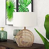 Henn&Hart 21.5" Tall Rattan Table Lamp with Fabric Shade in Rattan/White, Lamp, Desk Lamp for Hom... | Amazon (US)