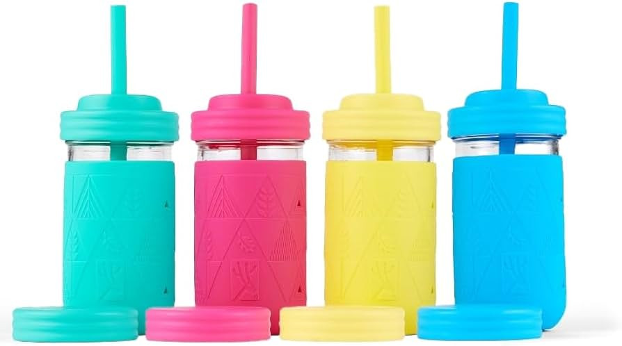 Elk and Friends Kids & Toddler Cups | The Original Glass Mason Jars 12 oz with Silicone Sleeves &... | Amazon (US)