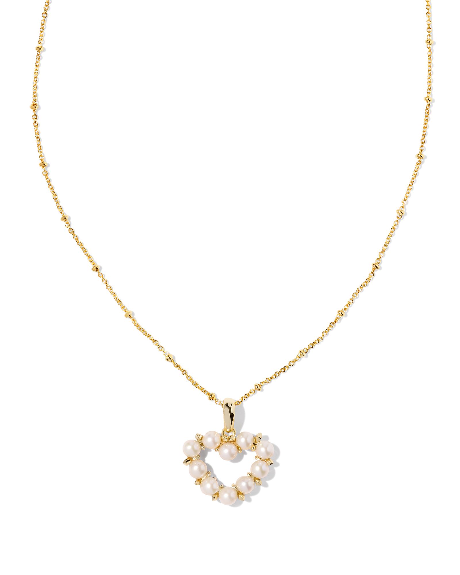 Ashton Gold Heart Short Pendant Necklace in White Pearl | Kendra Scott | Kendra Scott