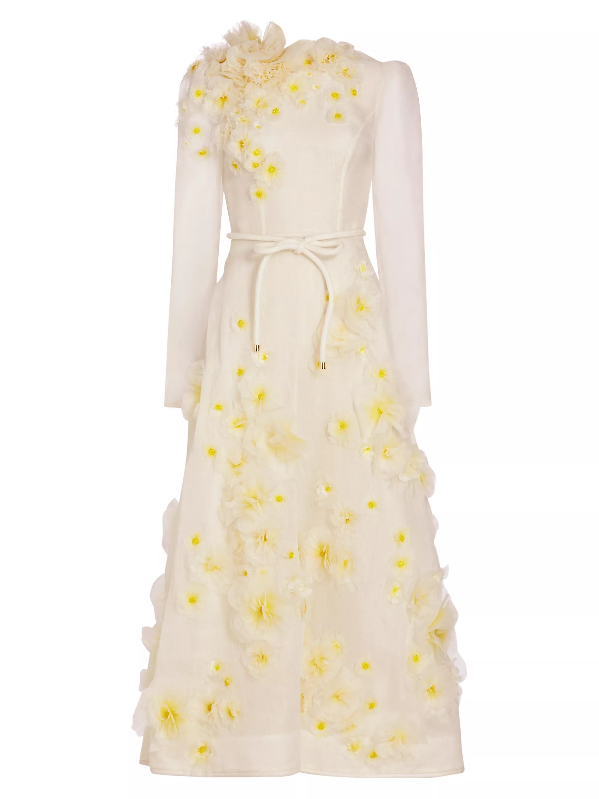 Matchmaker Daisy-Embellished Linen & Silk Dress | Saks Fifth Avenue