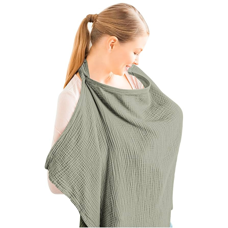 Konssy Muslin Nursing Cover for Baby Breastfeeding, Breathable 100% Cotton Breastfeeding Cover wi... | Amazon (US)