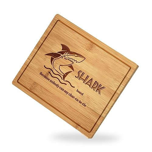 Shark Charcuterie Board,Personalized Charcuterie Board,Laser Engraved Bamboo Cutting Board,Funny Charcuterie Board for Meat and Cheese (E, 13‘’) | Amazon (US)