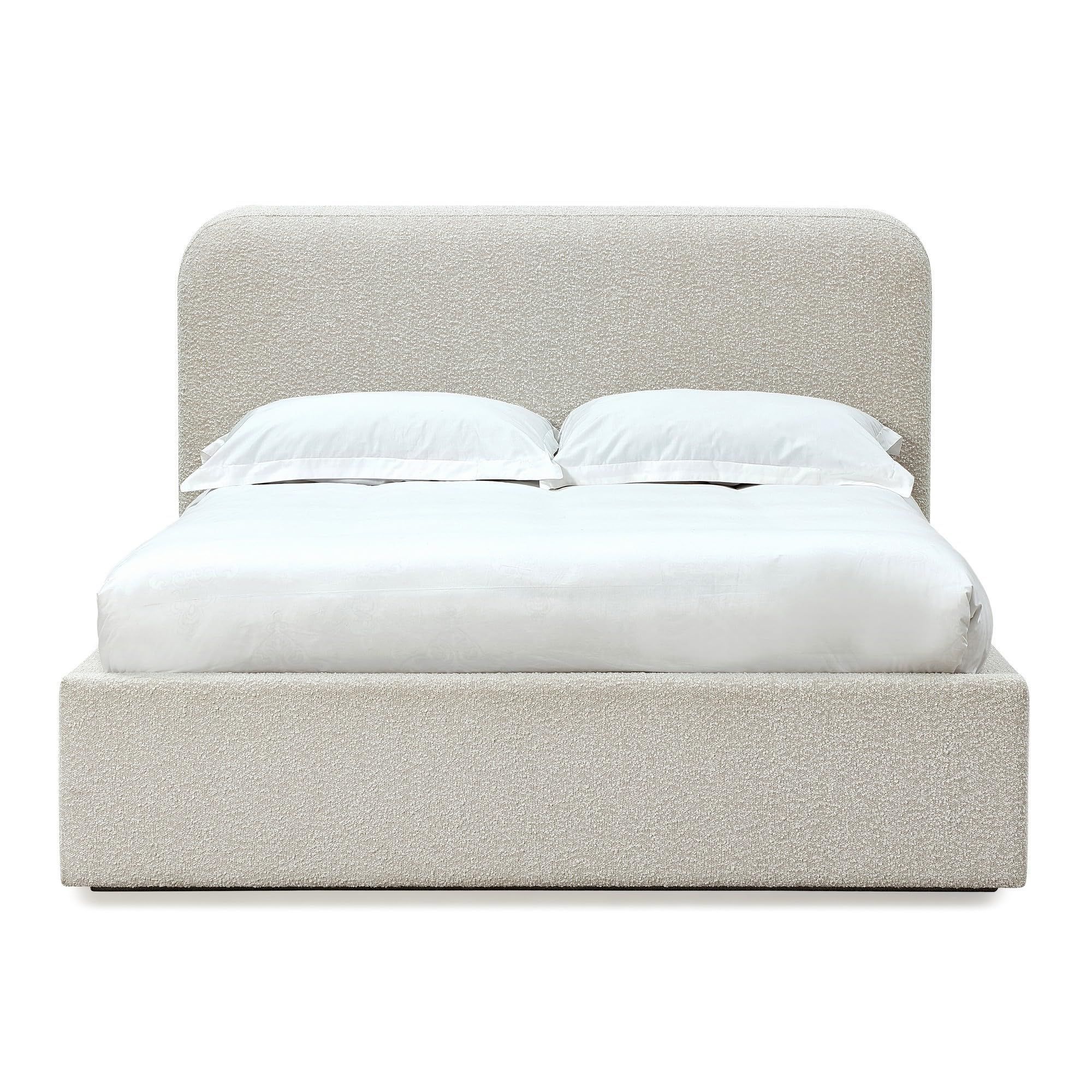 Benjara Ziya California King Bed, Cream Boucle Upholstery, Curved Panel Headboard | Amazon (US)