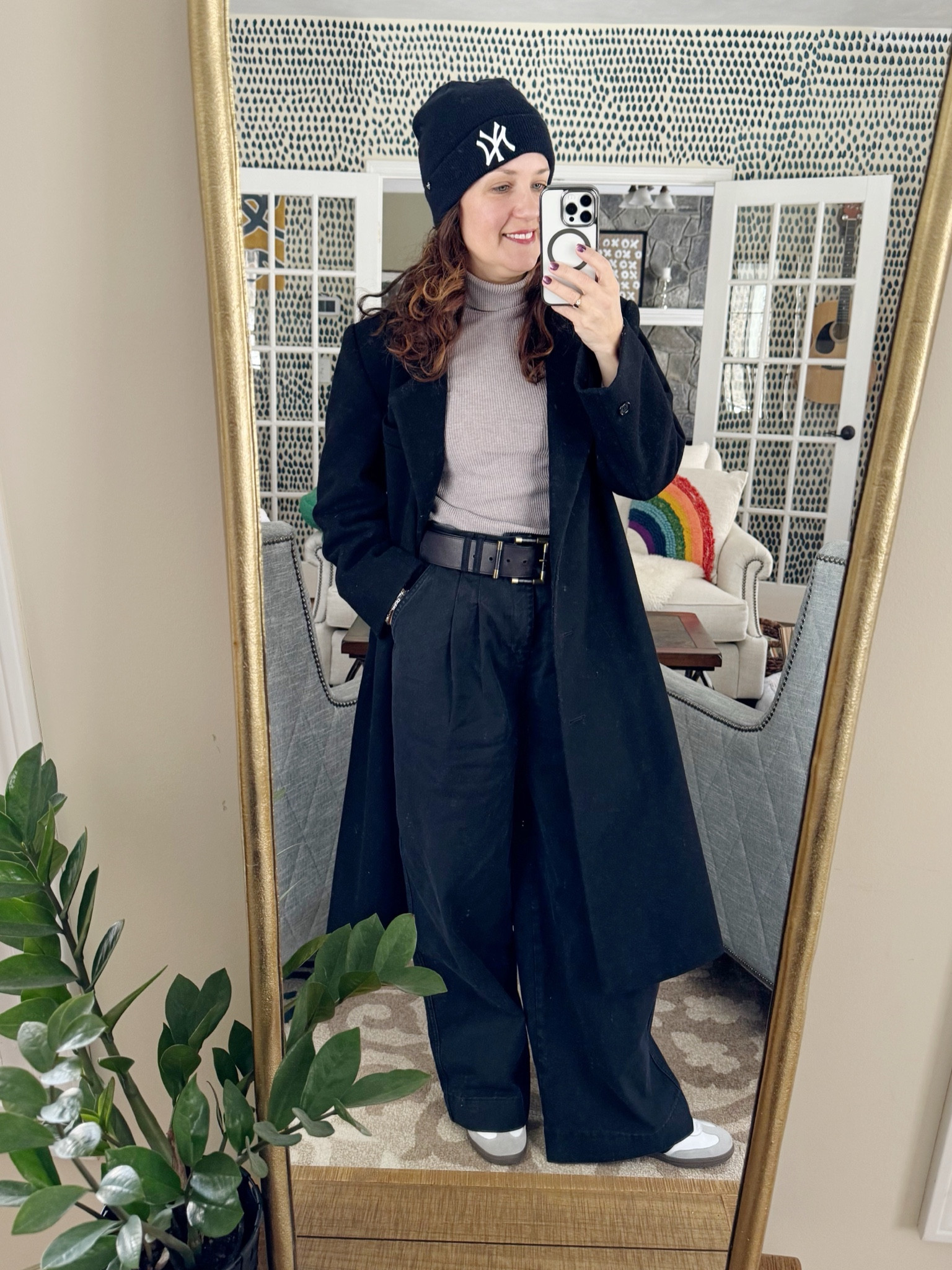 Monday running around Mom style. Love my vintage long wool coat 🧥 These pleated wide leg jeans are WAT brand, linked similar 

#LTKover40 #LTKshoecrush #LTKSeasonal