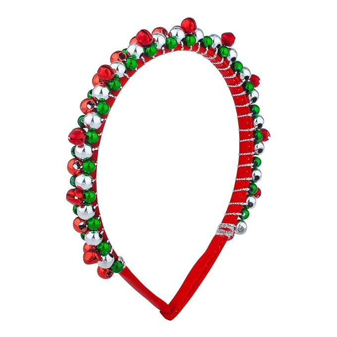 LUX ACCESSORIES Red Green Silver Tone Christmas Holiday Bells Fashion Headband | Amazon (US)