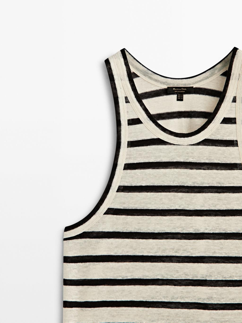Striped linen tank top | Massimo Dutti US