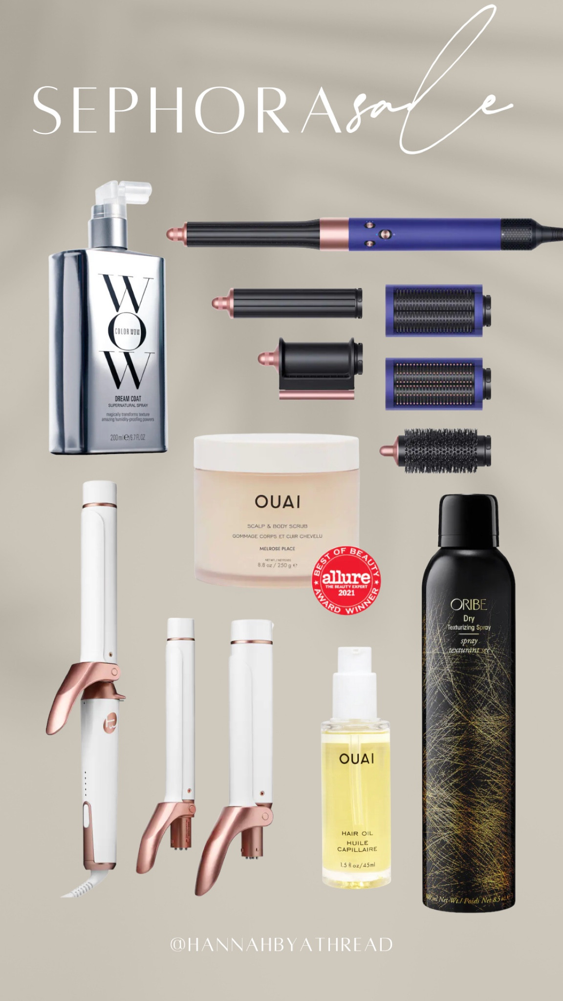 Sephora Sale | HAIR 

✨ The Dream Coat Supernatural spray is an actual game-changer. My hair is naturally super frizzy/curly, and this is the only product I’ve found that gives me a smooth, frizz-free blow out at home. The key is literally drenching your hair in the product when it’s damp/wet. I mean drenching. 🤌🏼

✨ Yes, the Dyson Airwrap is ridiculously expensive, but I can honestly say I’ve loved mine. If you’re looking to splurge or go big on your Christmas wishlist, it’ll be something you use for years!

✨ If you know, you know that the T3 Trio is my go-to. It’s my most used hair tool by far as it’s a three-in-one & has also lasted me for years. 

✨ I’m wanting to try this Ouai hair oil in place of the Olaplex that I’ve been using. It’s a heat protectant & has awesome reviews. 

✨ My friend recently got this Oribe texturizing spray, and I don’t think I’ve ever smelled anything better. Haha deffff adding it to my cart!



#LTKbeauty #LTKsalealert #LTKHoliday