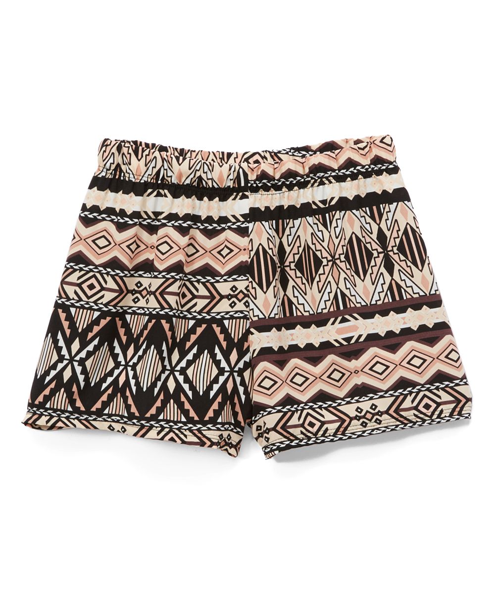 Black & Tan Scarf Print Shorts - Girls | zulily