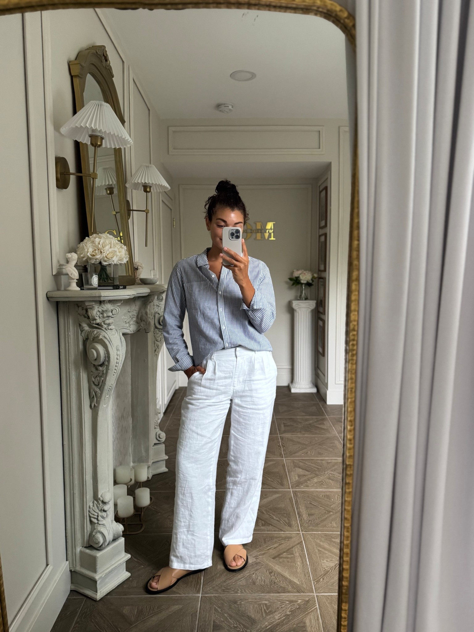 Wearing these white linen pants on repeat. Paired with a blue and white striped button up and brown leather sandals 

#LTKFindsUnder100 #LTKStyleTip #LTKSeasonal