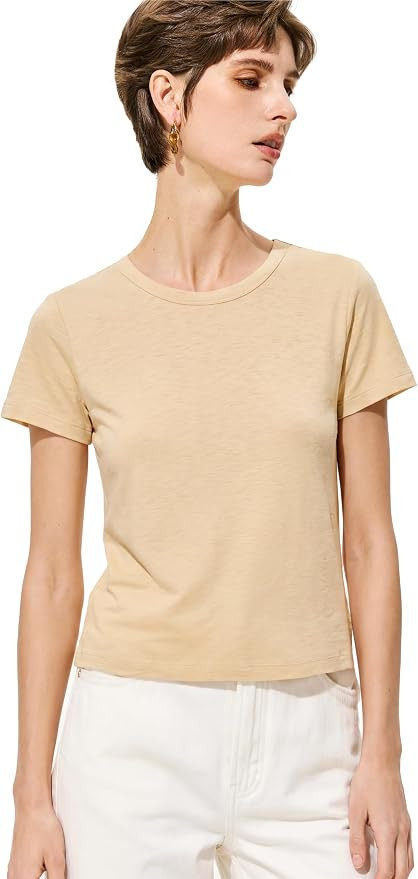 Women’s Mulberry Silk Modal T Shirt – Soft Lightweight Crewneck Tee, Breathable Casual Short ... | Amazon (US)