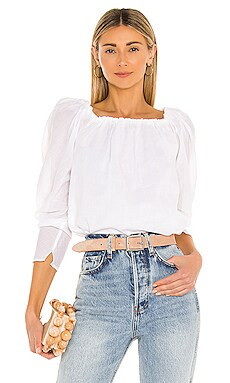 FRAME Off The Shoulder Billow Top in Blanc from Revolve.com | Revolve Clothing (Global)