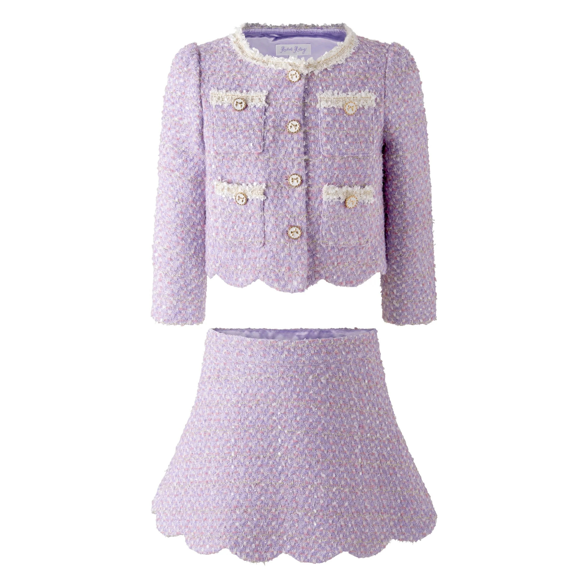 Purple Tweed Scalloped Skirt Set | Rachel Riley