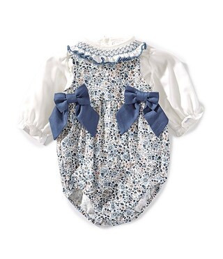 Edgehill Collection Baby Girls Side-Tie Floral Bubble and long Sleeve Top Set | Dillard's | Dillard's