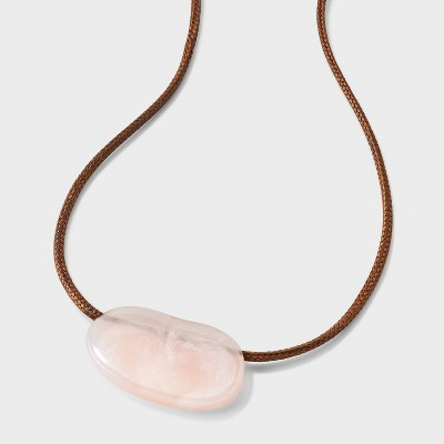 Pebble Pendant and Corded Adjustable Necklace - Universal Thread™ Brown | Target