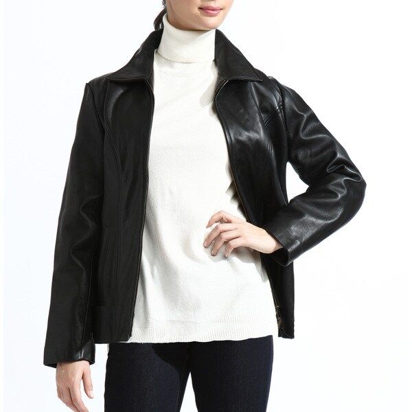 Women's Classic Black Lambskin Leather Jacket | Bed Bath & Beyond
