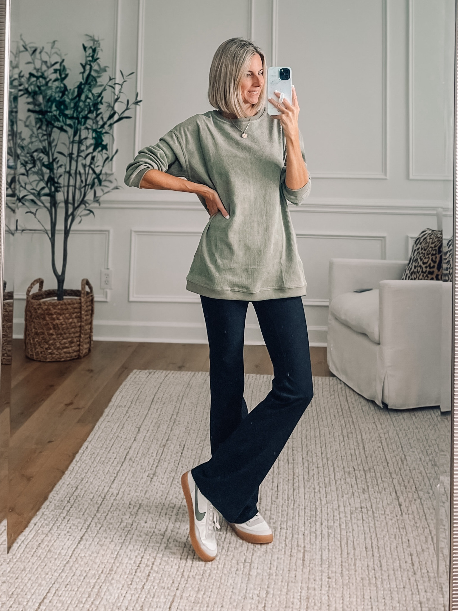 Amazon ribbed crewneck sweatshirt | Perfect length for leggings | Comes in other colors | wearing a small | Abercrombie Flare leggings in a small | Nike sneakers are so comfy and I love the green check mark! 



Casual outfit ideas 
Amazon outfits 



#LTKShoeCrush #LTKActive #LTKFindsUnder50