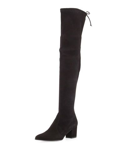 Thighland Suede Over-The-Knee Boot, Black | Neiman Marcus