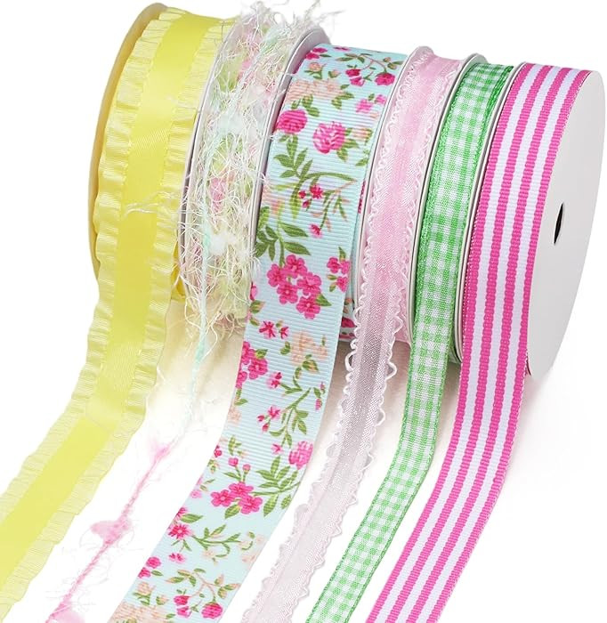 LaRibbons Spring Ribbon Set, Assorted Craft Ribbons 5 Yards Each, Multi-Width Decorative Ribbon f... | Amazon (US)