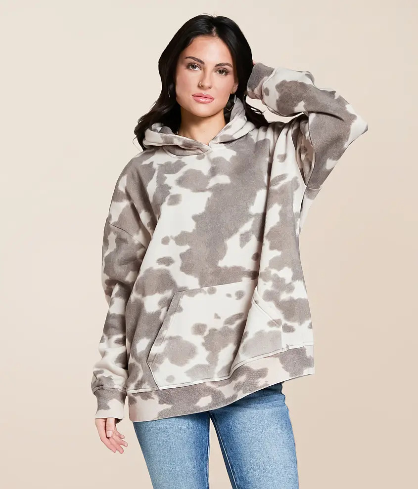 Cow Print Hooded Sweatshirt | Buckle