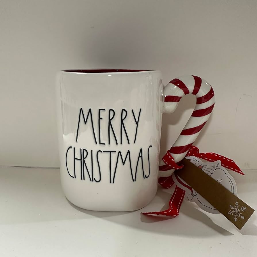 Rae – MERRY CHRISTMAS White Ceramic Mug with Candy Cane Handle | Coffee Cup, Tea Cup, Hot Cocoa... | Amazon (US)