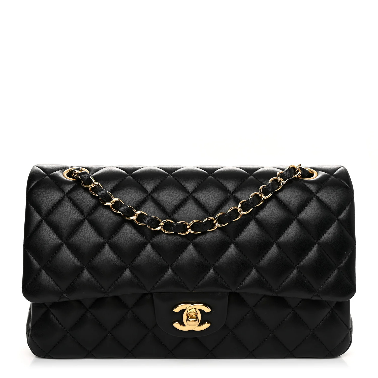 Lambskin Quilted Medium Double Flap Black | FASHIONPHILE (US)