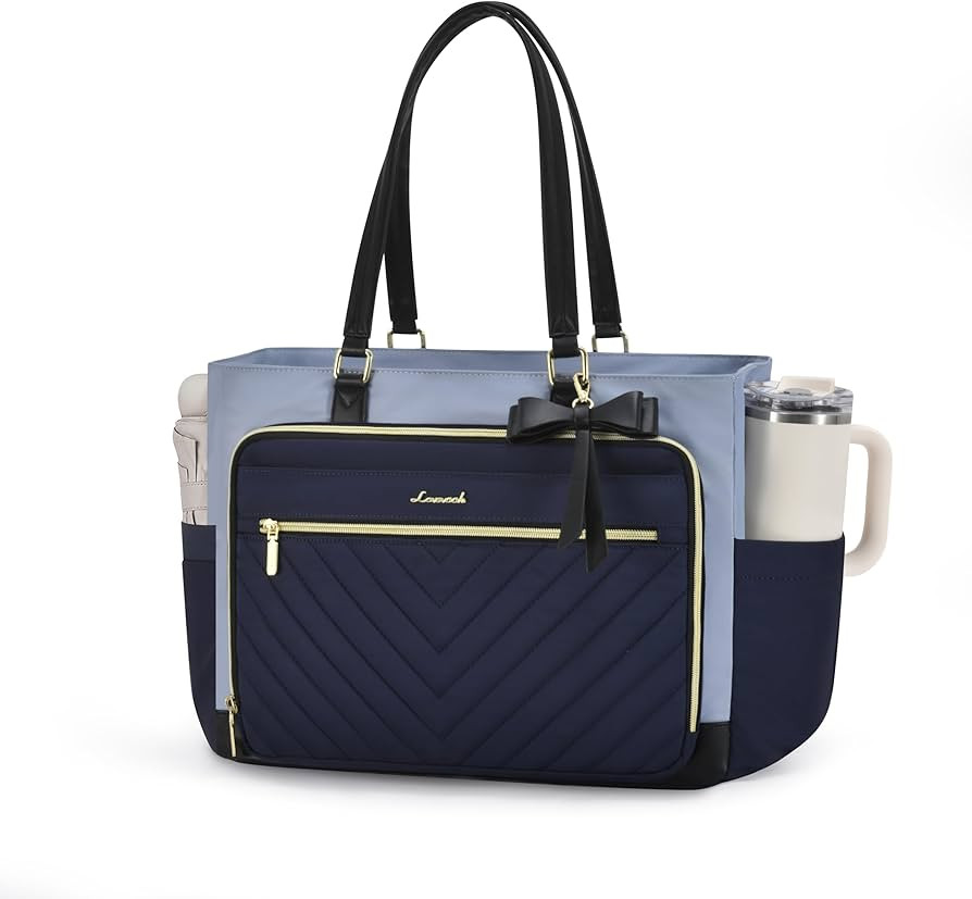 LOVEVOOK Tote Bag for Women, Work Bags Laptop Bag with Large Cup Holder, Quilted Nurse Bag Diaper... | Amazon (US)
