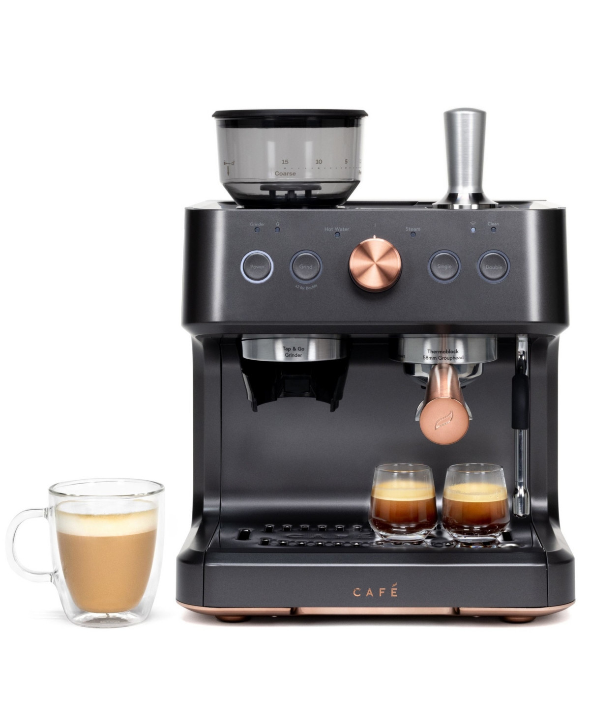 Cafe Bellissimo Semi-Automatic Espresso Machine & Frother - Matte Black | Macy's