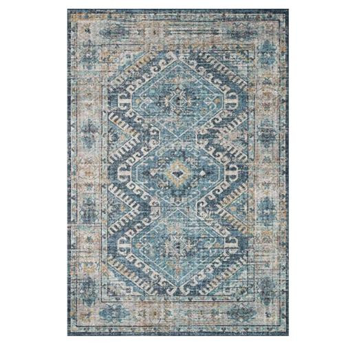 Loloi Skye Global Bazaar Denim Blue Geometric Patterned Rug - 7'6"x9'6" | Kathy Kuo Home