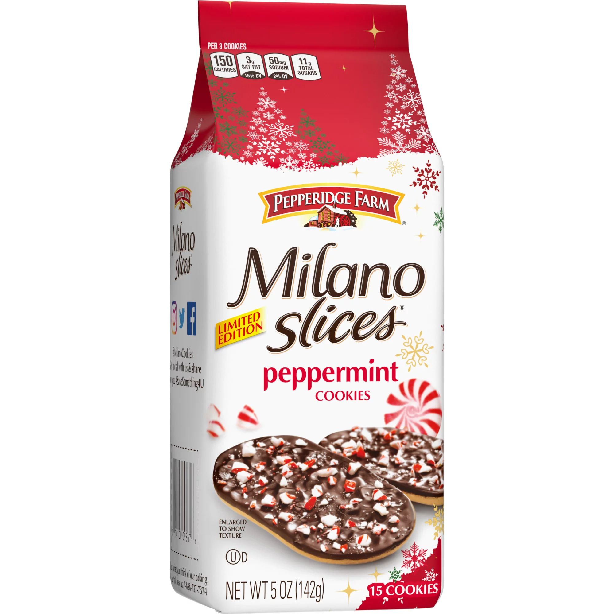 Pepperidge Farm Milano Slices Peppermint Cookies, 5 oz. Bag | Walmart (US)