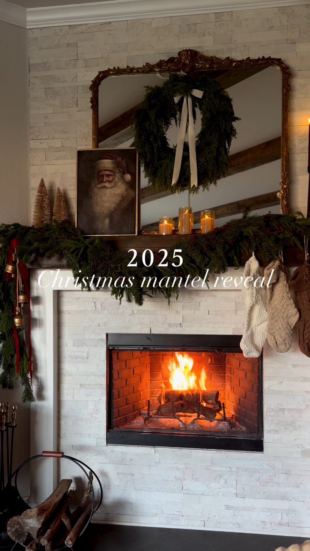 Christmas mantel decor // viral garland // cozy classic Christmas // fireplace decor // knit stockings 

#LTKHoliday #LTKHome